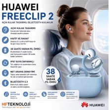 Huawei 38 Saate Varan Pil Ömrü,çift Telefon Desteği Freeclip 2 Tws Mavi Open Ear Bluetooth Kulaklık