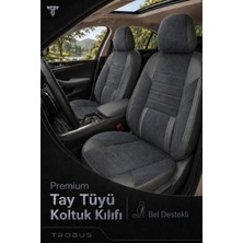 Trobus Ford Puma 2020+ Uyumlu Nova Serisi Tay Tüyü Bel Destekli Füme Siyah Premium Koltuk Kılıfı