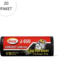 Die Grup J-500 Jumbo Boy Çöp Torbası 80 x 110 cm 10 Lu Rulo x 20 Paket = 200 Adet (Siyah)