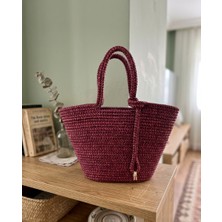 Senza Atelier (Modern & Şık): El Örmesi Bordo Lüks El Çantası