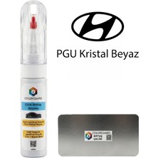 COLORGUARD Hyundai PGU Kristal Beyaz İğneli ve Fırçalı Özel Tasarım Şişe Rötuş Boyası ve Profesyonel Rötuş Çeliği Seti
