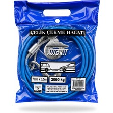 Toptancı Amca 3 Ton 7  mm 3.5 Metre Çelik Kancalı Pvc Kaplamalı Araç Çeki Halatı – Galvaniz Kanca – Dayanıklı Yapı