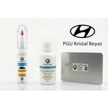 COLORGUARD Hyundai PGU Kristal Beyaz Rötuş Seti - 2 si 1 Arada İğne ve Fırça Uçlu Şişe, Solüsyon ve Rötuş Çeliği