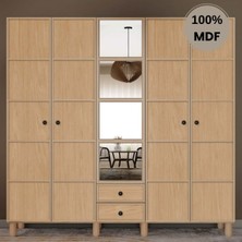 Comiet Meşe 5 Kapak Mdf Ayaklı Tasarım Gardırop