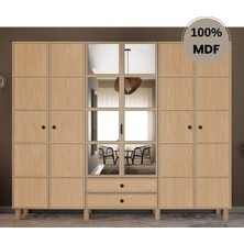 Comiet Meşe 6 Kapak Mdf Ayaklı Tasarım Gardırop