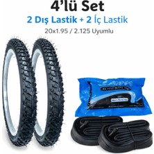 20X1.95 Bisiklet Dış Lastik ve Iç Lastik Seti 4 Parça (2+2) Kalın Diş Çocuk Bisikleti Uyumlu