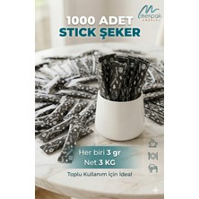 Merpak Ambalaj Stick Şeker (3 Kg) Siyah Baskılı Toz Şeker 1000 x 3 gr