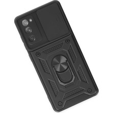 TKÇ Mey Ithalat®  Samsung Galaxy S20 Fe Kılıf Pars Lens Yüzüklü Silikon - Siyah