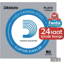 7Nota D'addario PL014 Elektro ve Akustik Tek Tel Plain Steel 014