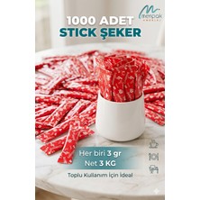 Merpak Ambalaj Stick Şeker (3 Kg) Kırmızı Baskılı Şeker 3 gr x 1000'li
