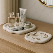 Lumi Home 2'li Set Beton Organik Form Tepsi Organizer Takı Parfüm Banyo Düzenleyici Sunumluk