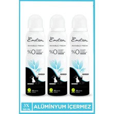 Die Grup 3 Adet Emotion Invisible Fresh Black & White Kadın Deodorant 150ML Vegan, Leke Bırakmaz