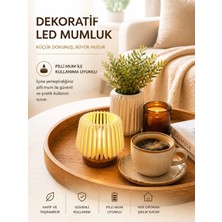 Raintech Dekoratif LED Mumluk Pilli Mum Işığı Ortam Aydınlatma Masaüstü Gece Lambası Modern Ev Dekoru - 2 Adet