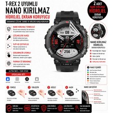 onlinekordon Amazfit T Rex 2 Uyumlu Nano Kırılmaz Hidrojel Ekran Koruyucu 2 Adet Darbe Emici Tam Koruma