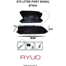 Ryuo Araç Üstü Tabut Port Bagaj 370 Litre Siyah