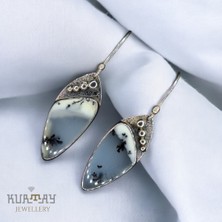 KURTAY JEWELLERY Dendritic Agate Taşlı Gümüş Küpe