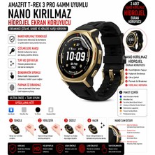 onlinekordon Amazfit T Rex 3 Pro 44MM Uyumlu Nano Kırılmaz Hidrojel Ekran Koruyucu 2 Adet Darbe Emici Tam Koruma