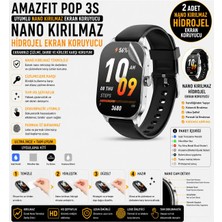 onlinekordon Amazfit Pop 3s Uyumlu Nano Kırılmaz Hidrojel Ekran Koruyucu 2 Adet Darbe Emici Tam Koruma