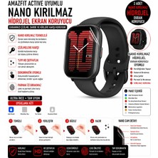 onlinekordon Amazfit Active Uyumlu Nano Kırılmaz Hidrojel Ekran Koruyucu 2 Adet Darbe Emici Tam Koruma