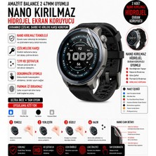 onlinekordon Amazfit Balance 2 47MM Uyumlu Nano Kırılmaz Hidrojel Ekran Koruyucu 2 Adet Darbe Emici Tam Koruma