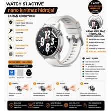 onlinekordon Xiaomi Watch S1 Active Uyumlu Nano Hidrojel Ekran Koruyucu 2 Adet Kırılmaz Darbe Emici Tam Koruma