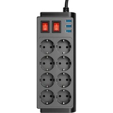 Die Grup 8 Prizli Çoklu Uzatma Prizi - 3 USB Hızlı Şarj Portu ile Güvenli Kontrol