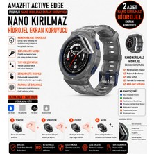 onlinekordon Amazfit Active Edge Uyumlu Nano Kırılmaz Hidrojel Ekran Koruyucu 2 Adet Darbe Emici Tam Koruma