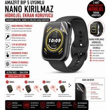 onlinekordon Amazfit Bip 5 Uyumlu Nano Kırılmaz Hidrojel Ekran Koruyucu 2 Adet Darbe Emici Tam Koruma