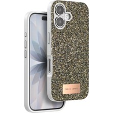 Elif Asya Ceyiz Tekstil Onegif Apple iPhone 17 Bright Simli Kapak - Çöl Titanyum