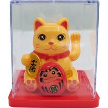 Dünyadan Hediyeler Maneki Neko El Sallayan Mini Şans Kedisi Krem Solar Güneş Enerjili 5X5CM S4KRM04