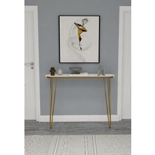 Laviento Home 80X18 Dresuar Antre Hol Dekorasyon Ürünleri Altın Model Altın Beyaz Elips, One Size