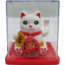 Dünyadan Hediyeler Maneki Neko El Sallayan Mini Şans Kedisi Beyaz Solar Güneş Enerjili 5X5CM S1BYZ01