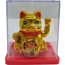 Dünyadan Hediyeler Maneki Neko El Sallayan Mini Şans Kedisi Gold Solar Güneş Enerjili 5X5CM S3GLD03