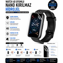 onlinekordon Motorola Moto Watch 40 Uyumlu Nano Kırılmaz Hidrojel Ekran Koruyucu 2 Adet Darbe Emici Tam Koruma