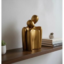 Mirsa Global Modern Tasarım 2 Li Soyut Gold Dekoratif Obje - Kucaklaşan Aşıkları Simgeleyen Biblo