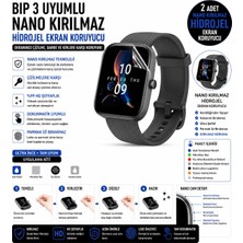onlinekordon Amazfit Bip 3 Uyumlu Nano Kırılmaz Hidrojel Ekran Koruyucu 2 Adet Darbe Emici Tam Koruma