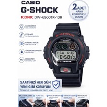 onlinekordon Casio G-Shock Iconıc DW-6900TR-1DR Uyumlu Nano Jel Ekran Koruyucu 2 Adet Darbe Emici Çizilmez Ekran