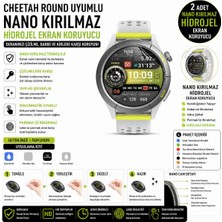 onlinekordon Amazfit Cheetah Round Uyumlu Nano Kırılmaz Hidrojel Ekran Koruyucu 2 Adet Darbe Emici Tam Koruma