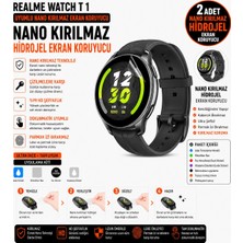 onlinekordon Realme Watch T 1 Uyumlu Nano Darbe Emici Kırılmaz Hidrojel Cam Ekran Koruyucu 2 Adet