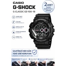 onlinekordon Casıo G-Shock G-Classıc Gd 100-1B Uyumlu Nano Jel Ekran Koruyucu 2 Adet Darbe Emici Çizilmez Ekran