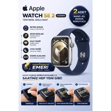 onlinekordon Apple Watch Se 2 44MM Uyumlu Nano Jel Ekran Koruyucu 2 Adet Darbe Emici Çizilmez Kırılmaz Film