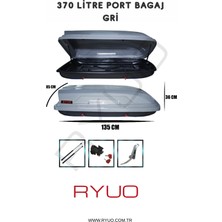 Ryou Araç Üstü Tabut Port Bagaj 370 Litre Gri