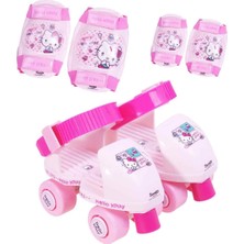 PopŞeker Hello Kitty Lisanslı Ayarlanabilir Paten ve Koruyucu Set – Pembe Taşıma Çantalı (25-31 Numara)
