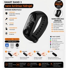 onlinekordon Xiaomi Smart Band 3 Uyumlu Nano Hidrojel Ekran Koruyucu 2 Adet Kırılmaz Darbe Emici Tam Koruma