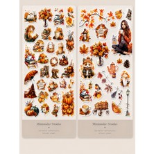 Minimaliz Studio Sonbahar Sticker Seti | 2’li Sticker Sheet | 130+ Parça | Suya Dayanıklı Lamine | Planner, Defter ve Hediye Sticker