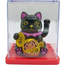 Dünyadan Hediyeler Maneki Neko El Sallayan Mini Şans Kedisi Siyah Solar Güneş Enerjili 5X5CM S2SYH02