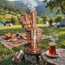 Zinnun Bakır Odunlu Semaver 5 Lt Demlikli