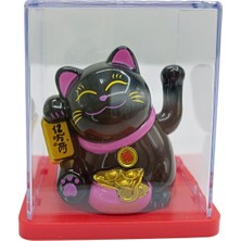 Dünyadan Hediyeler Maneki Neko El Sallayan Mini Şans Kedisi Siyah Solar Güneş Enerjili 5X5CM Y6SYH06