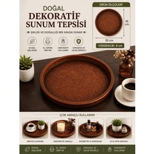 Art By Aslı Doğal Dekoratif Yuvarlak Sunum Tepsisi 35X35 cm – El Yapımı Şık Servis ve Düzenleyici Tepsi