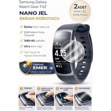 onlinekordon Samsung Galaxy Watch Gear Fit2 Uyumlu Nano Jel Ekran Koruyucu 2 Adet Darbe Emici Tam Kaplayan
